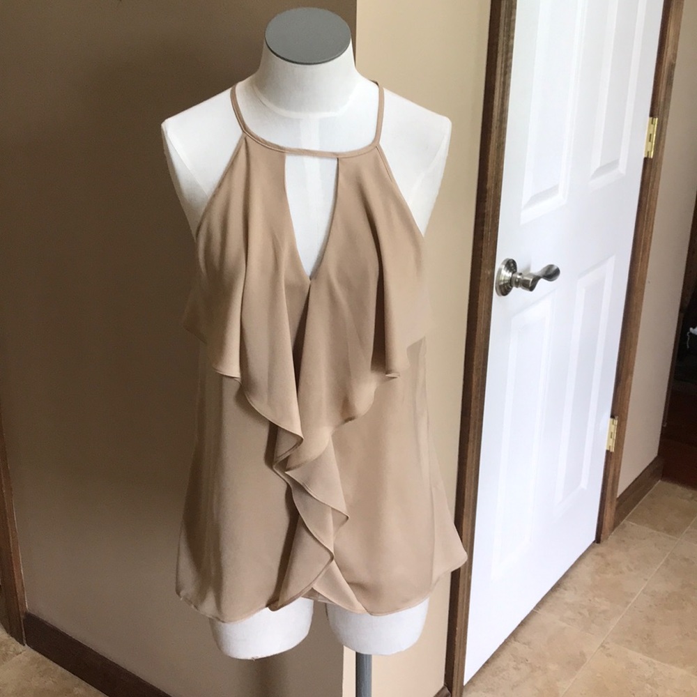 Tan ruffles shell / tank top